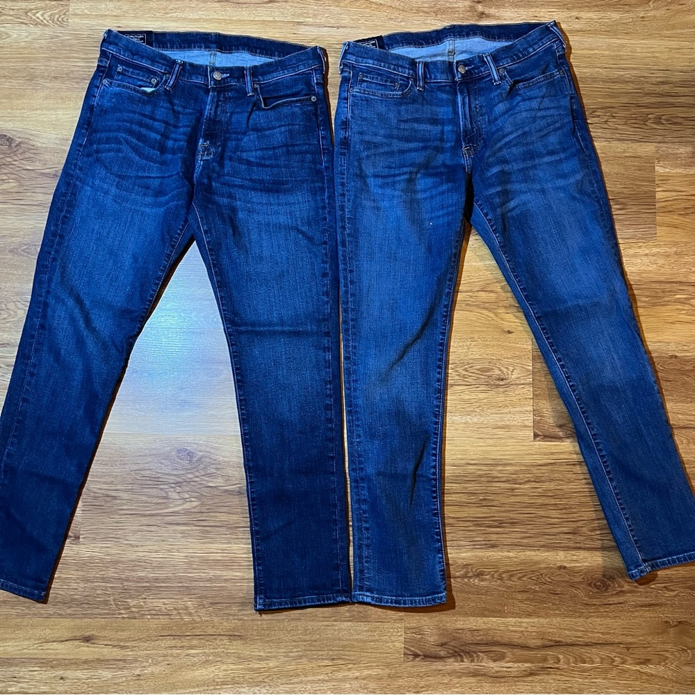 33x32 Abercrombie & Finch Rustin Athletic Skinny Stretch Jeans lot bundle of 2